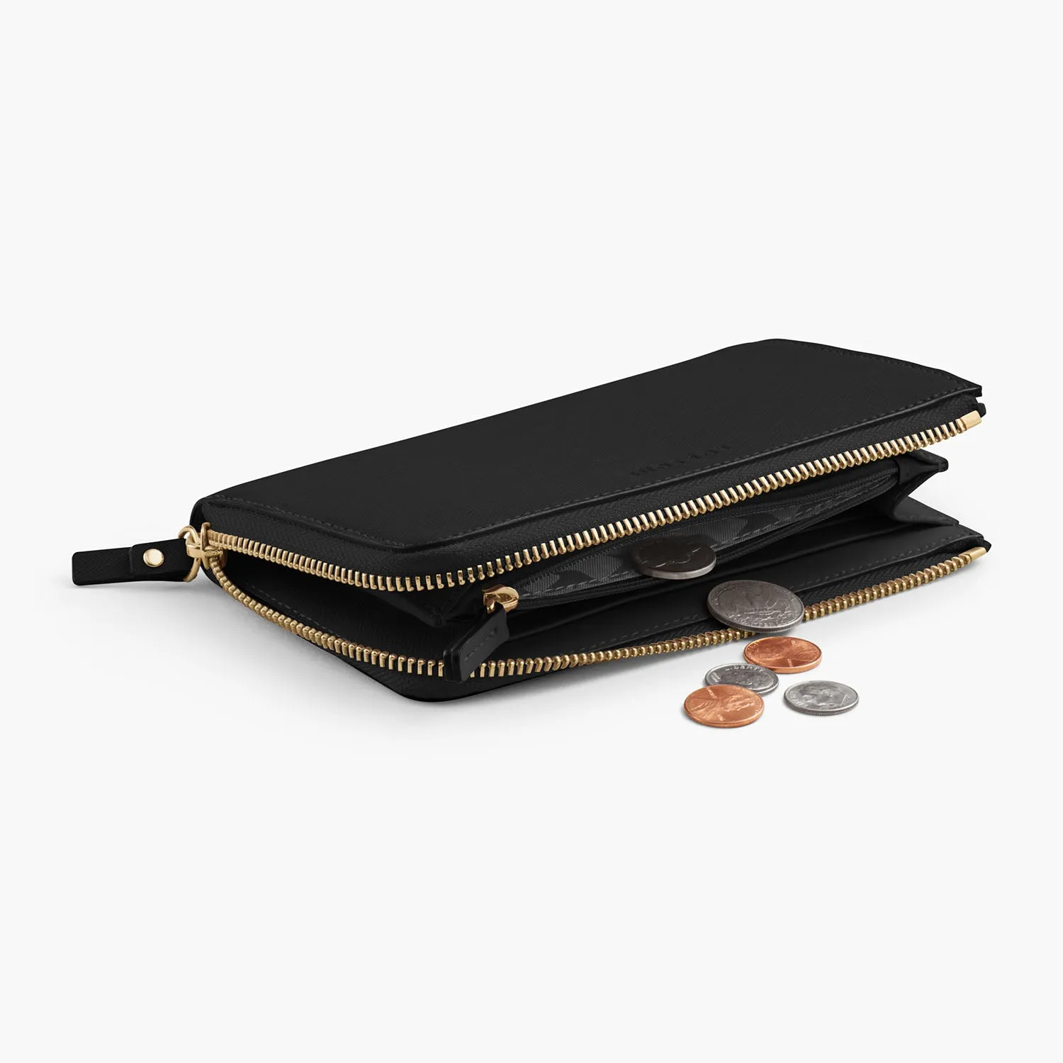 Magnolia Leather Wallet - Saffiano Leather - Black / Gold / Grey