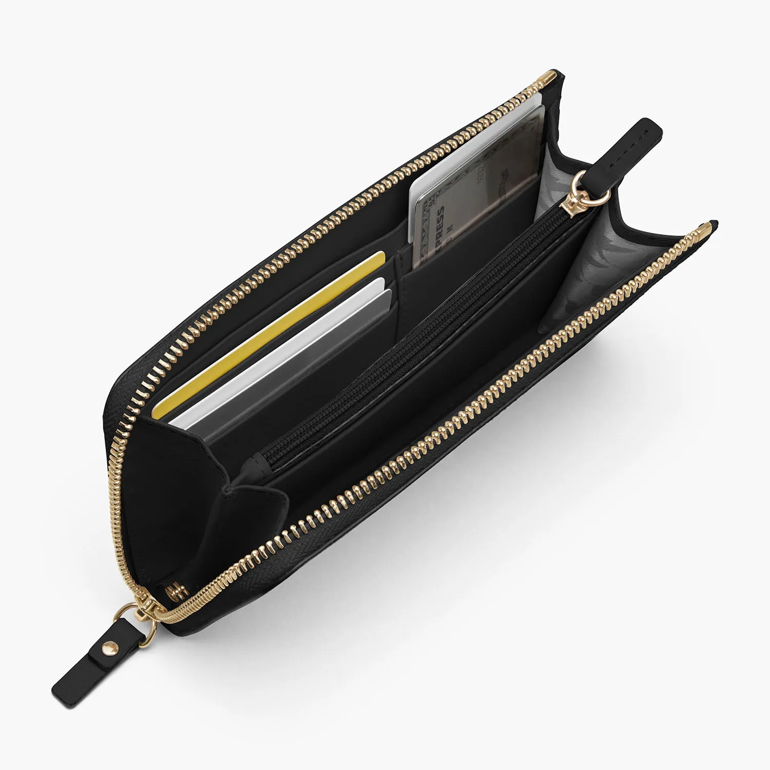 Magnolia Leather Wallet - Saffiano Leather - Black / Gold / Grey