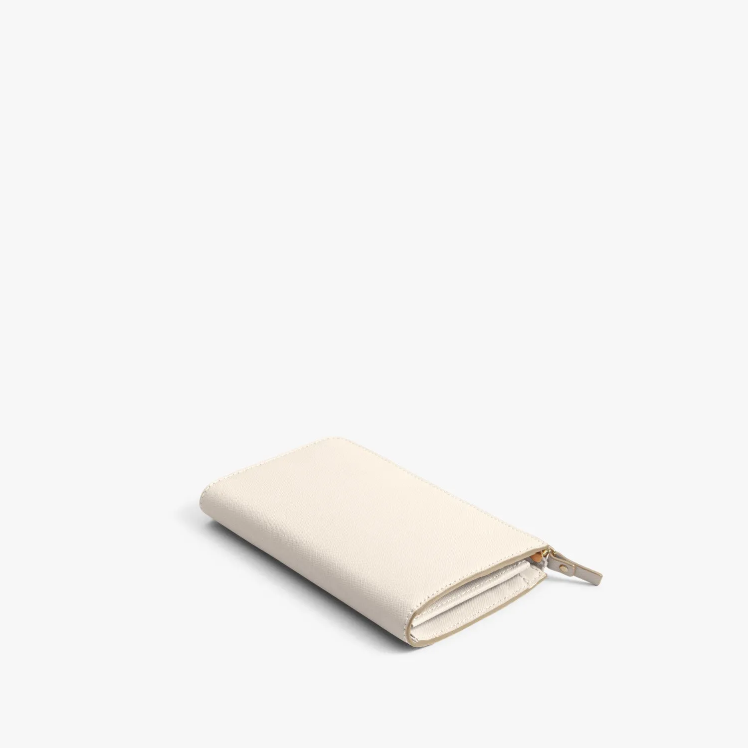 Magnolia Leather Wallet - Saffiano Leather - Ivory / Gold / Camel