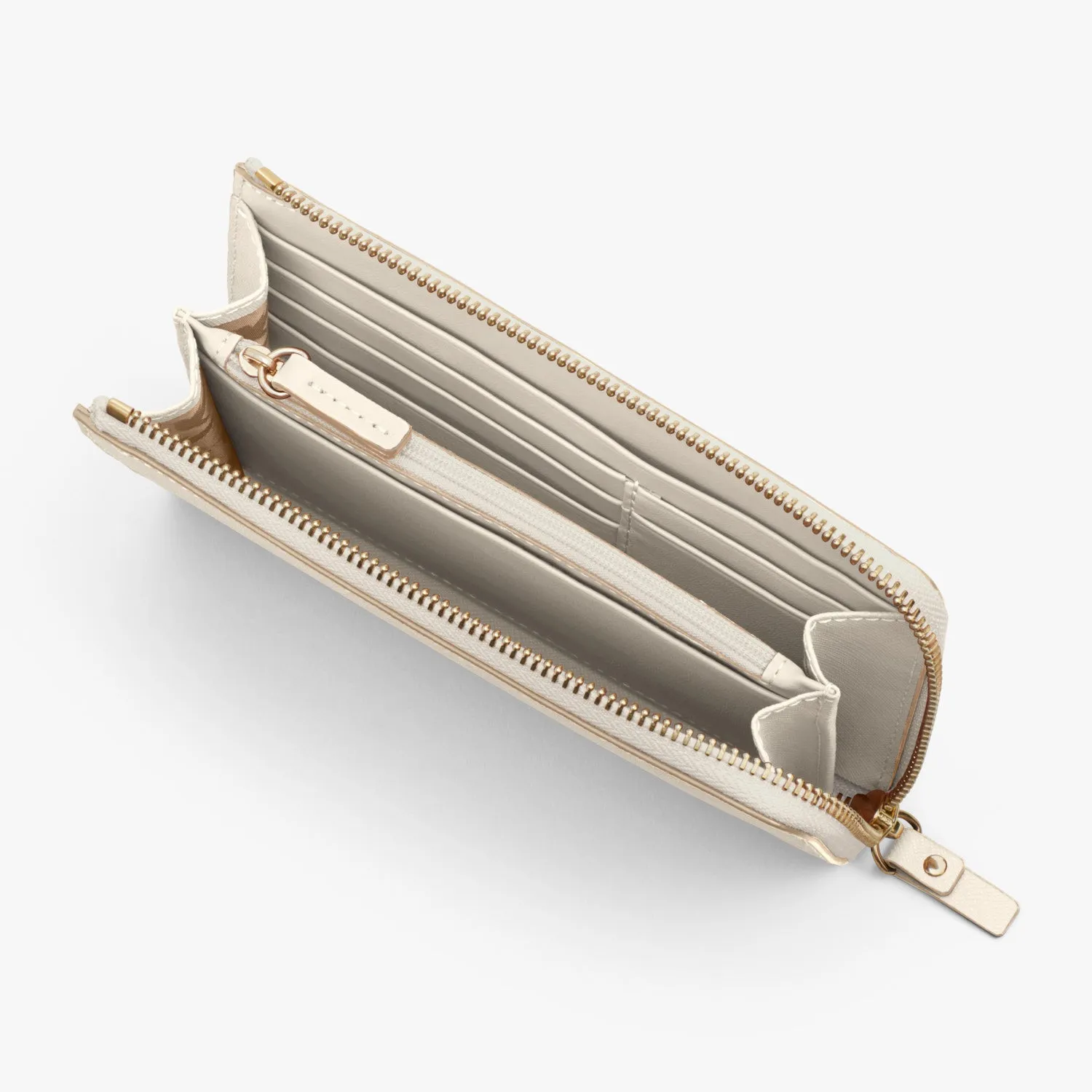 Magnolia Leather Wallet - Saffiano Leather - Ivory / Gold / Camel