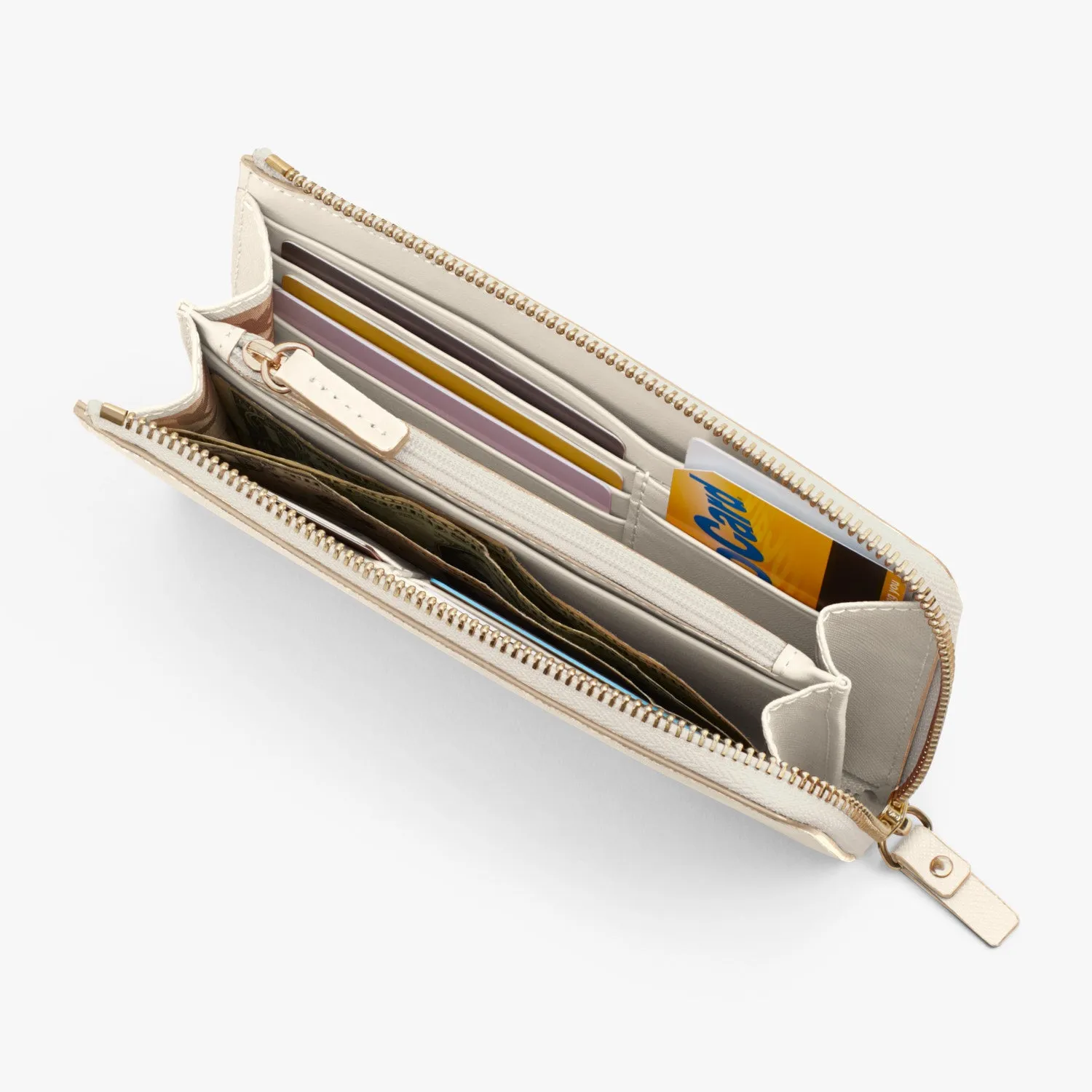 Magnolia Leather Wallet - Saffiano Leather - Ivory / Gold / Camel