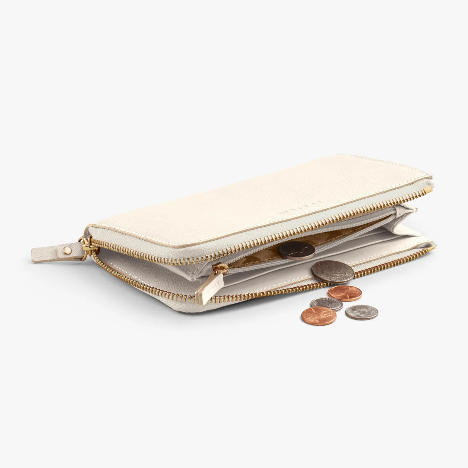 Magnolia Leather Wallet - Saffiano Leather - Ivory / Gold / Camel