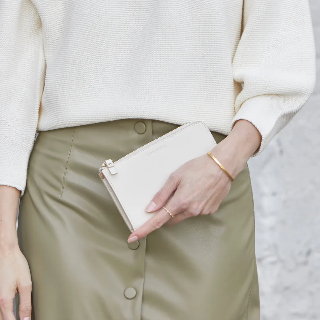 Magnolia Leather Wallet - Saffiano Leather - Ivory / Gold / Camel