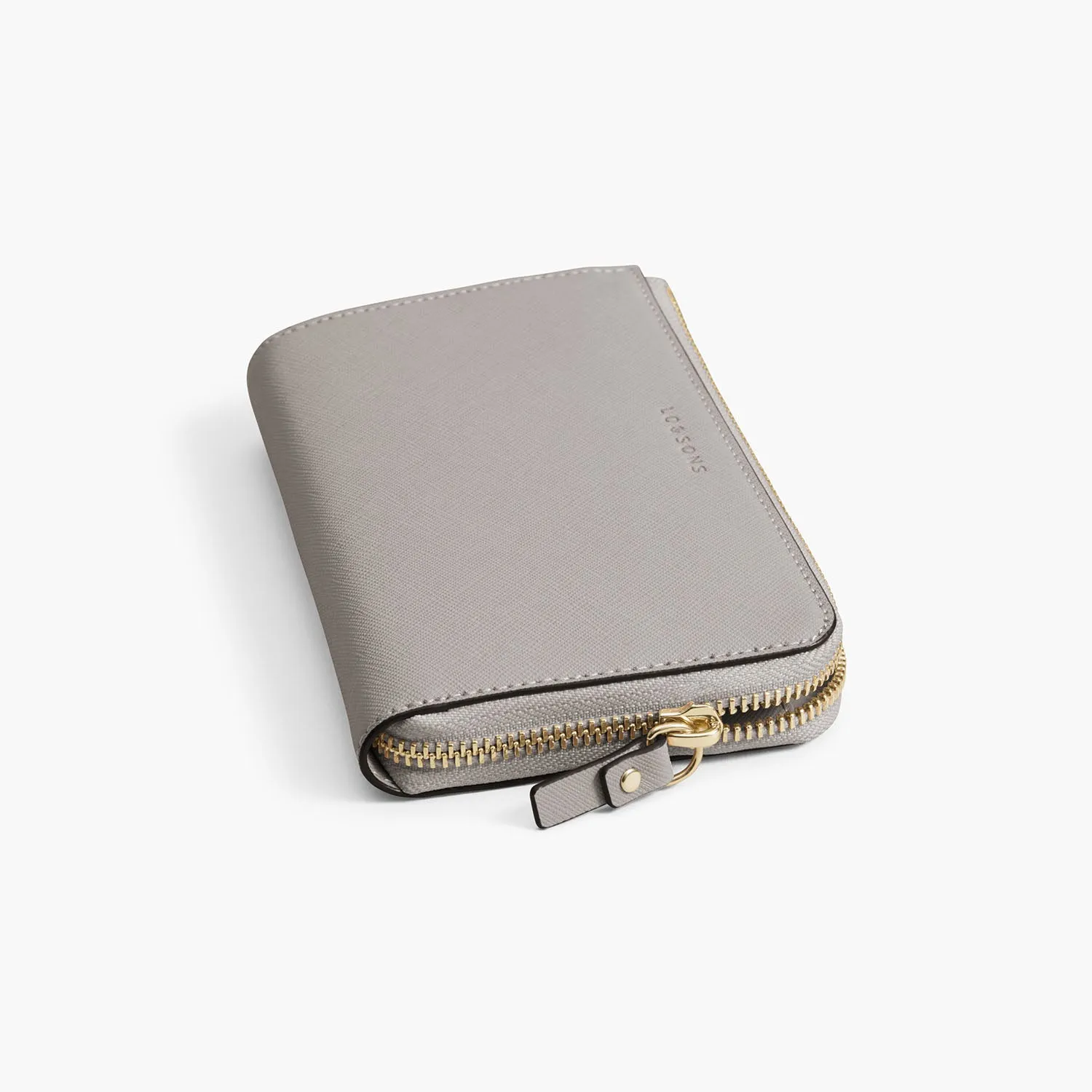 Magnolia Leather Wallet - Saffiano Leather - Light Grey / Gold / Grey