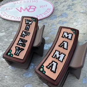 Mama Tooled Leather Hair Clip