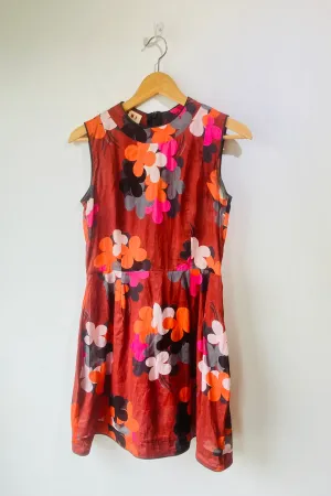 Marni Rust Floral Sleeveless Mini Dress