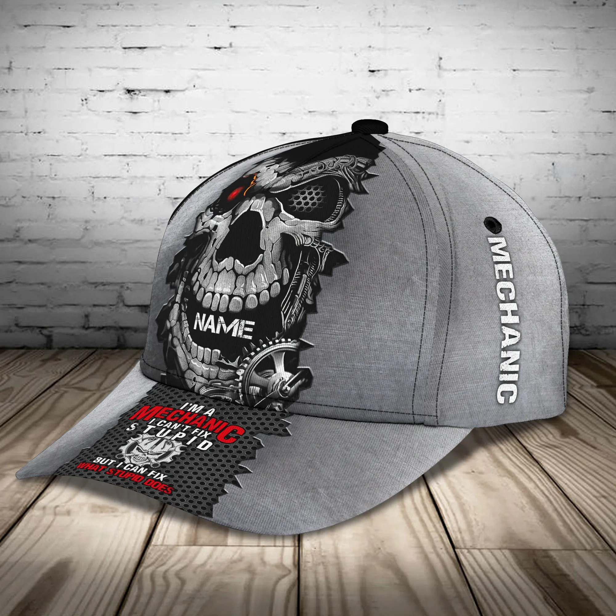 Mechanic Skull - Personalized Name Cap - Loop - Vhv-cap-050