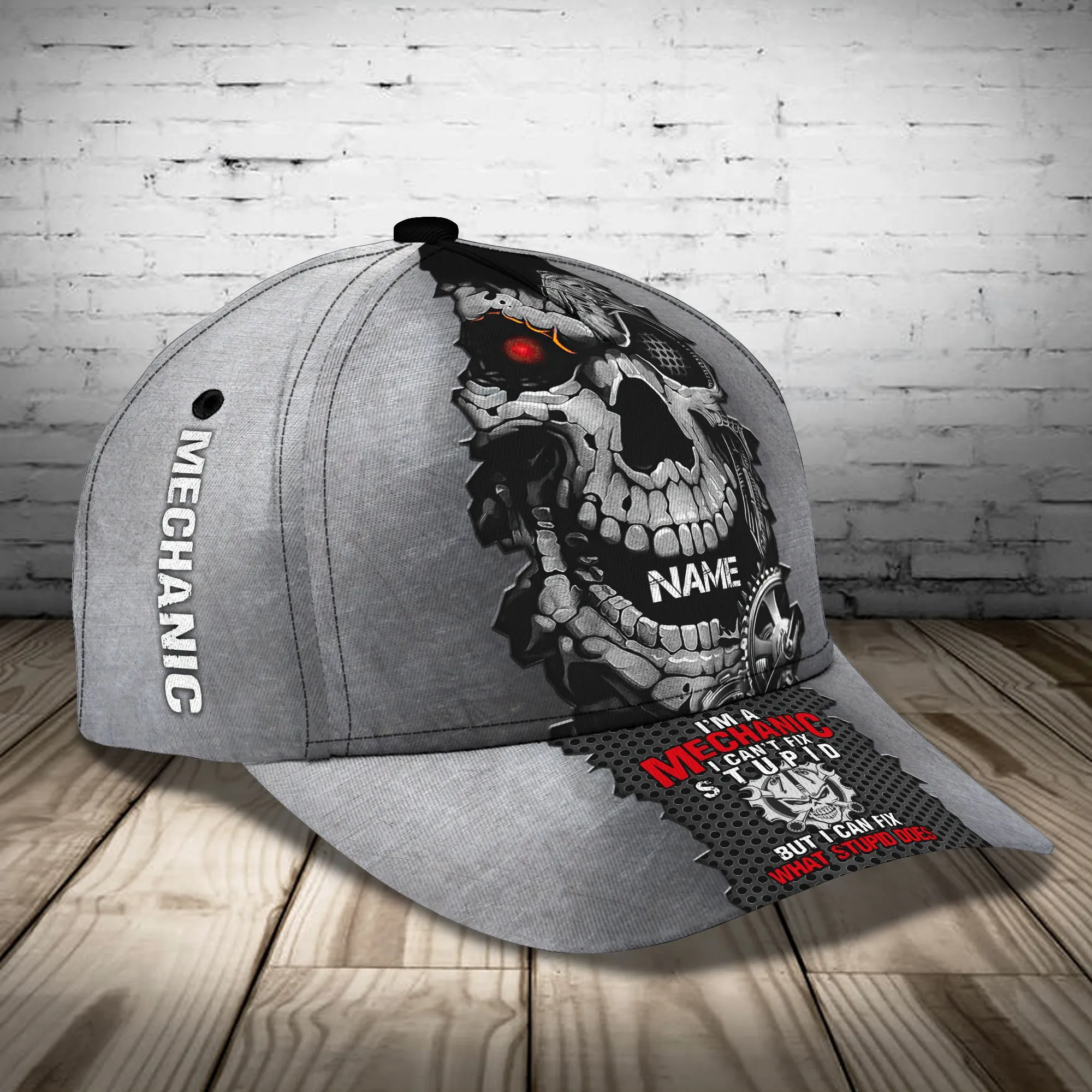 Mechanic Skull - Personalized Name Cap - Loop - Vhv-cap-050