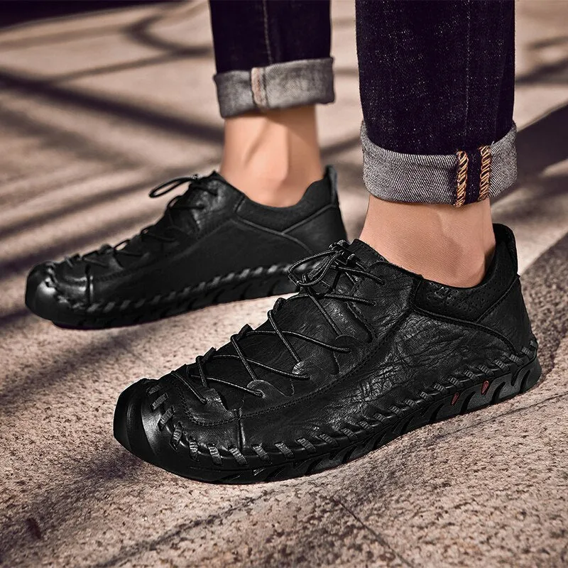 men casual male shoes genuine leather designer handmade sewing Fashion Luxury Design footware black shoes hombre Dropshipping