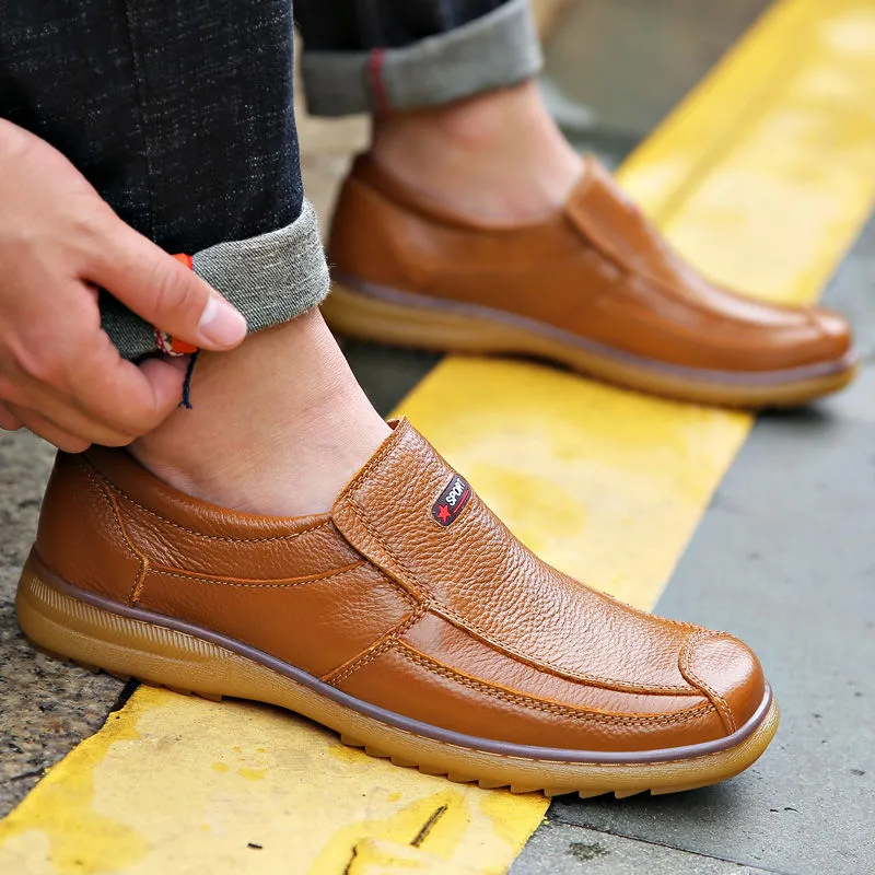 Men leather shoes-business casual genuine leather shoes leather