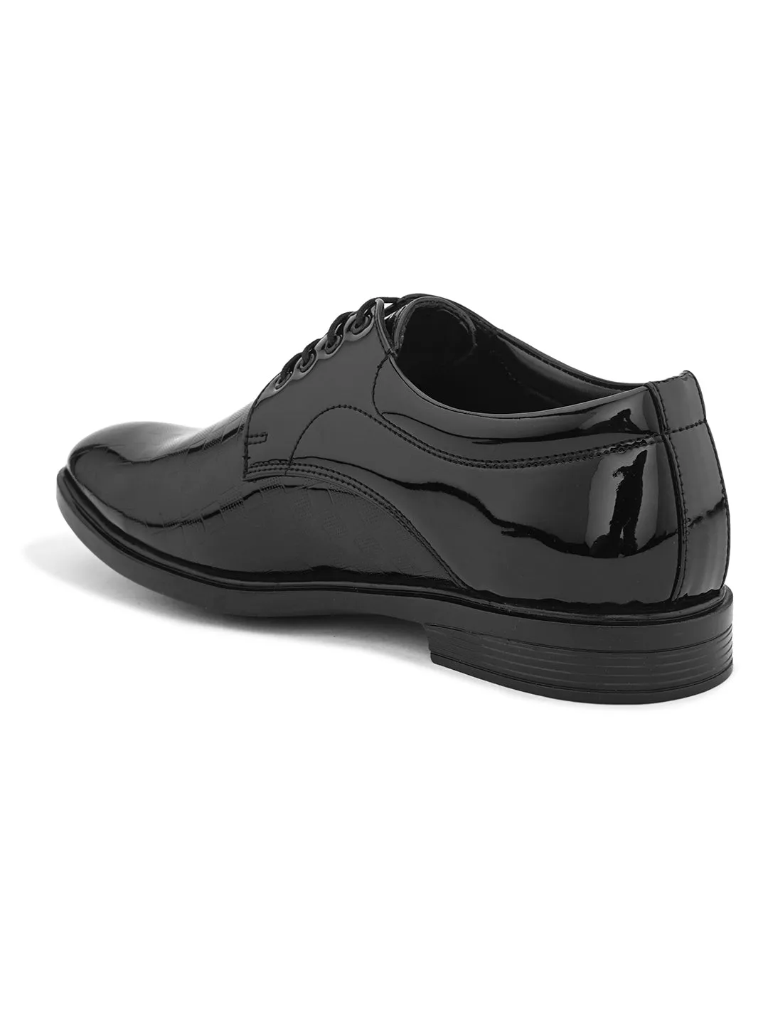 Men Leather Textured Formal Derbys Shoes
