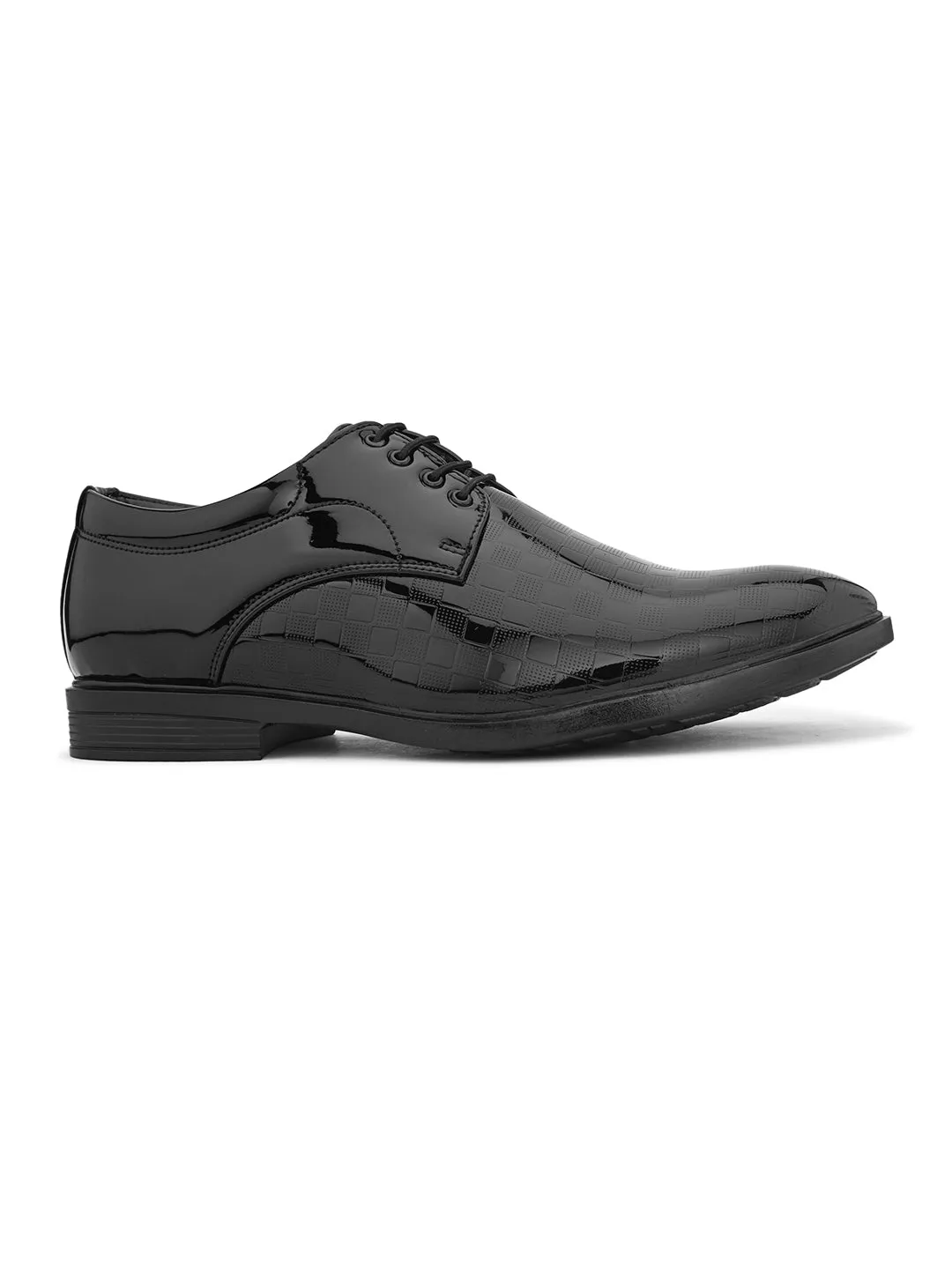 Men Leather Textured Formal Derbys Shoes