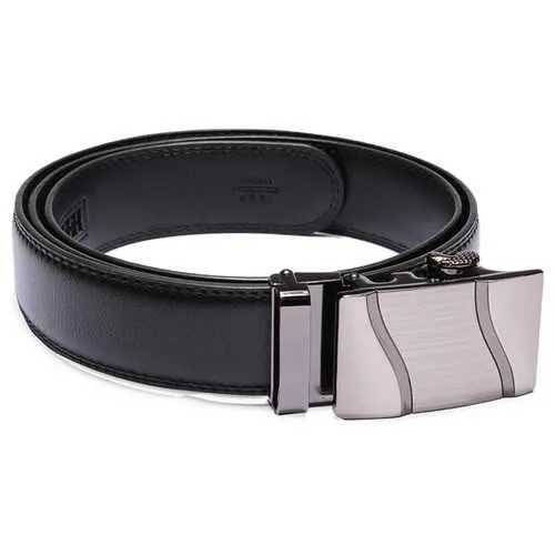Mens Automatic Buckle Business Leisure Black Leather Belt