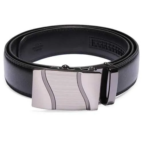 Mens Automatic Buckle Business Leisure Black Leather Belt
