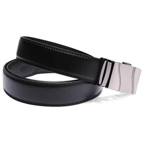 Mens Automatic Buckle Business Leisure Black Leather Belt
