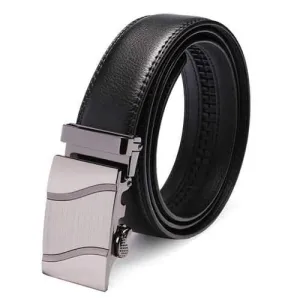 Mens Automatic Buckle Business Leisure Black Leather Belt