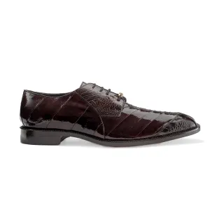 Mens Belvedere Nome Genuine Eel & Ostrich Lace Up Dress Shoe in Brown