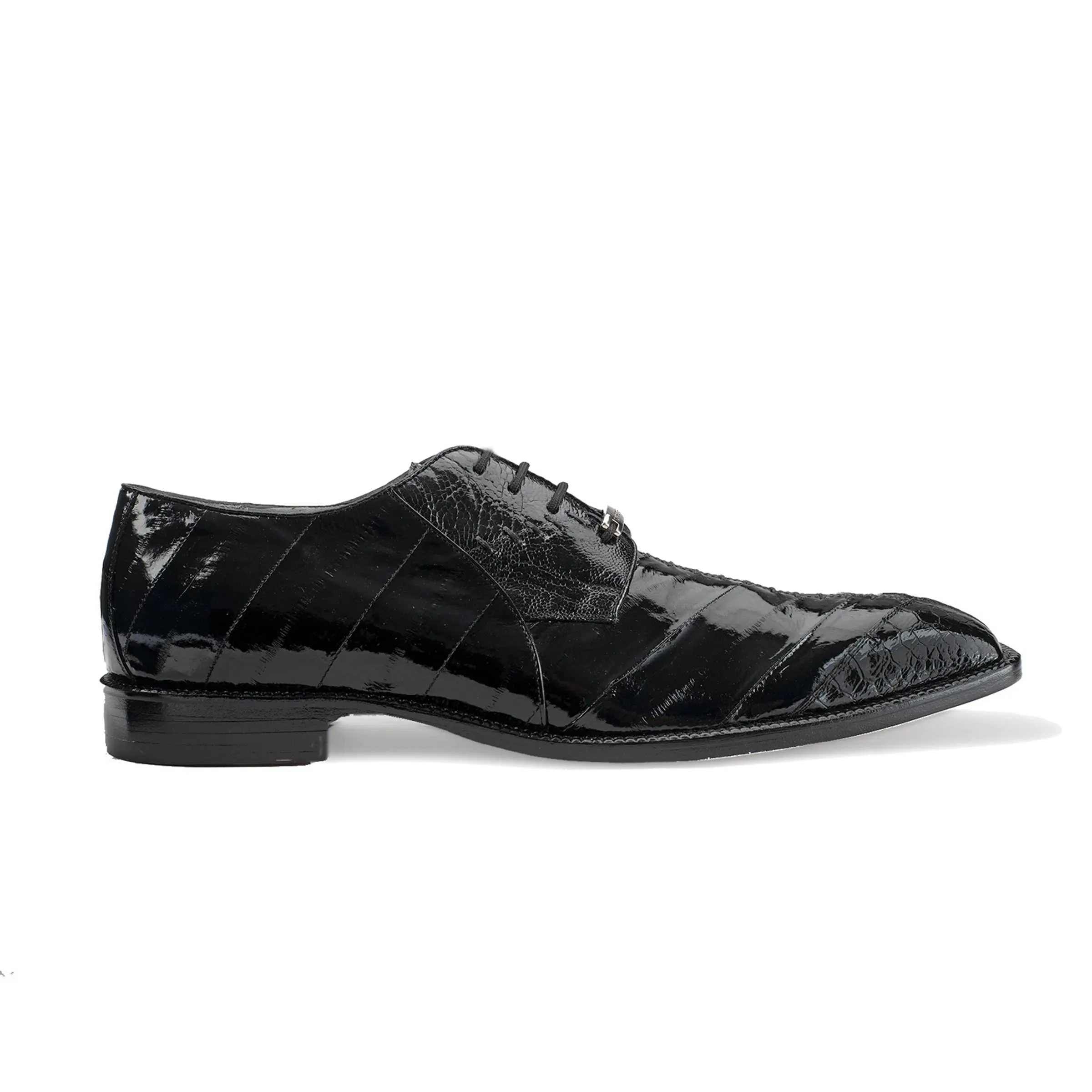 Mens Belvedere Nome Genuine Eel & Ostrich Lace Up Dress Shoe in Brown
