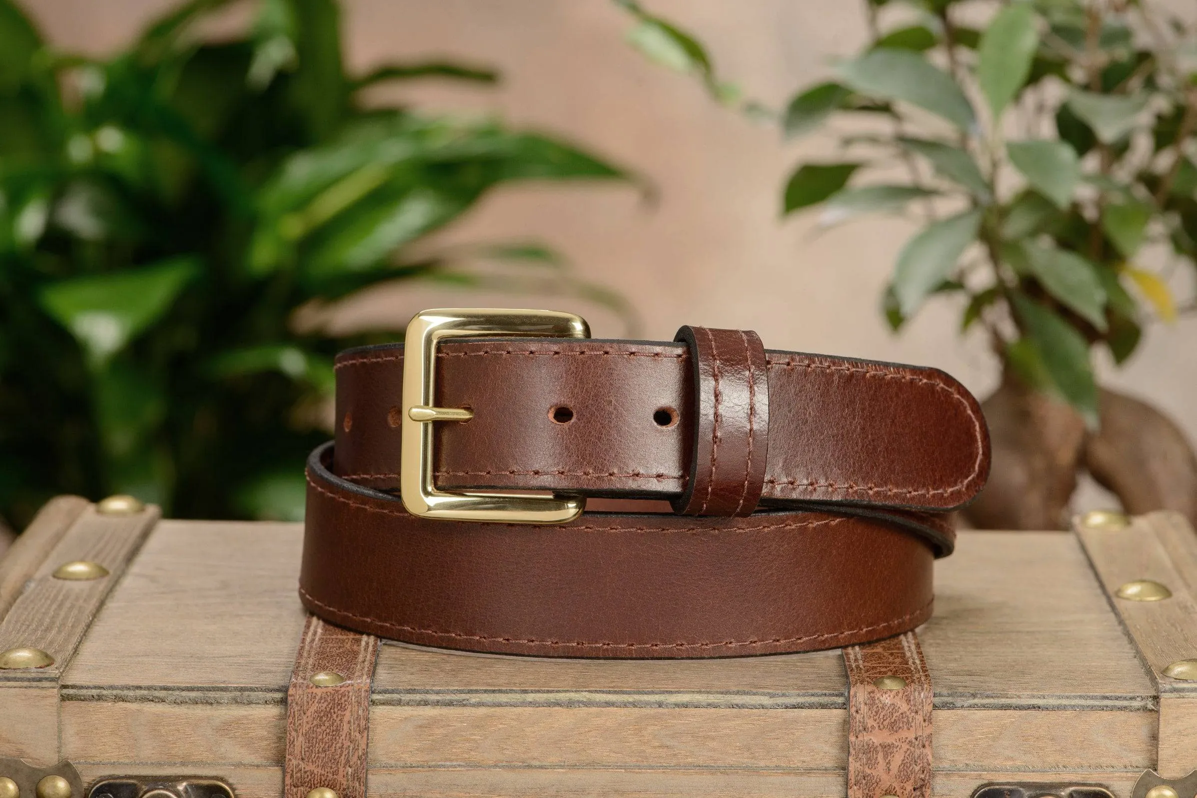 Men's Brown Water Buffalo Leather Belt