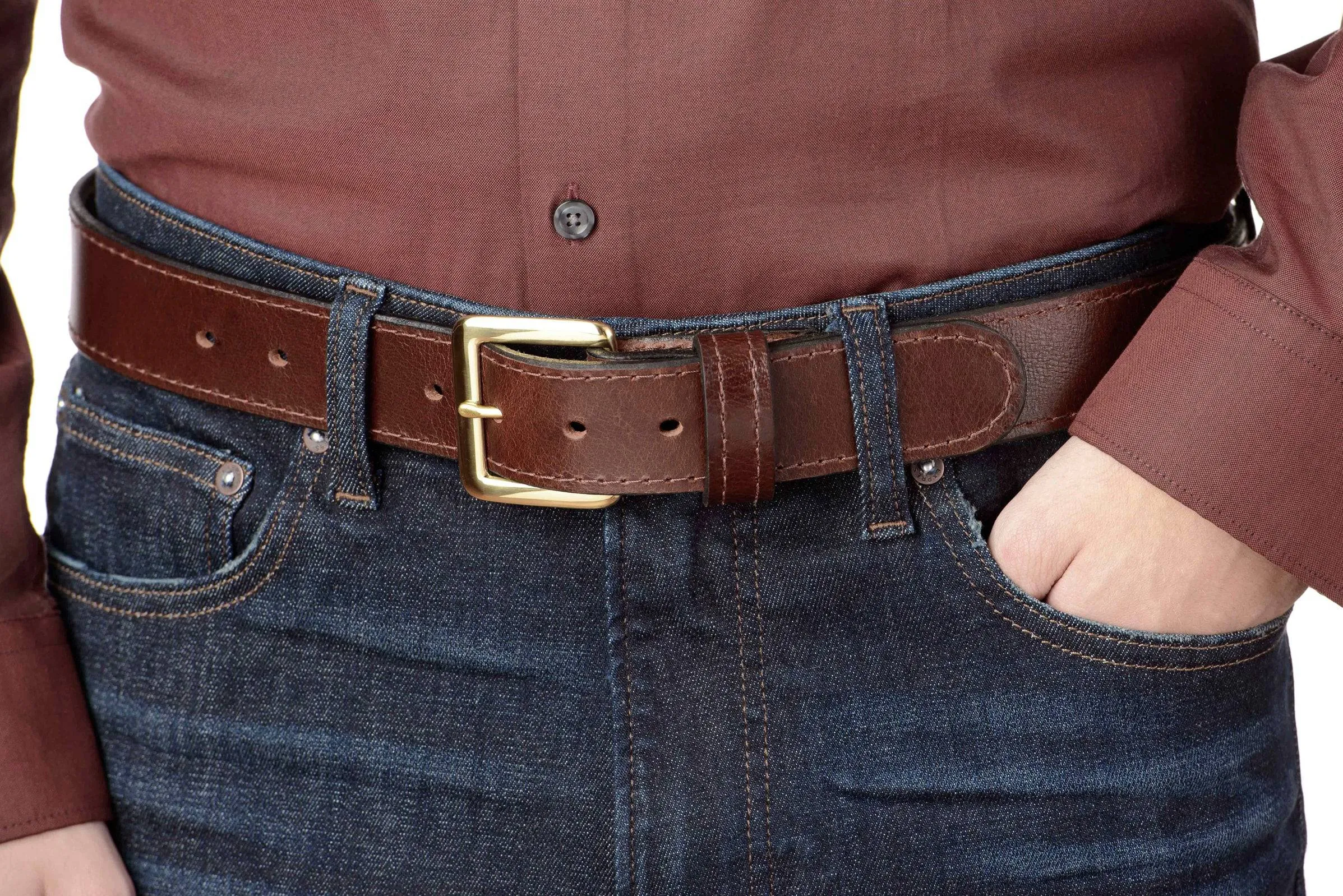 Men's Brown Water Buffalo Leather Belt