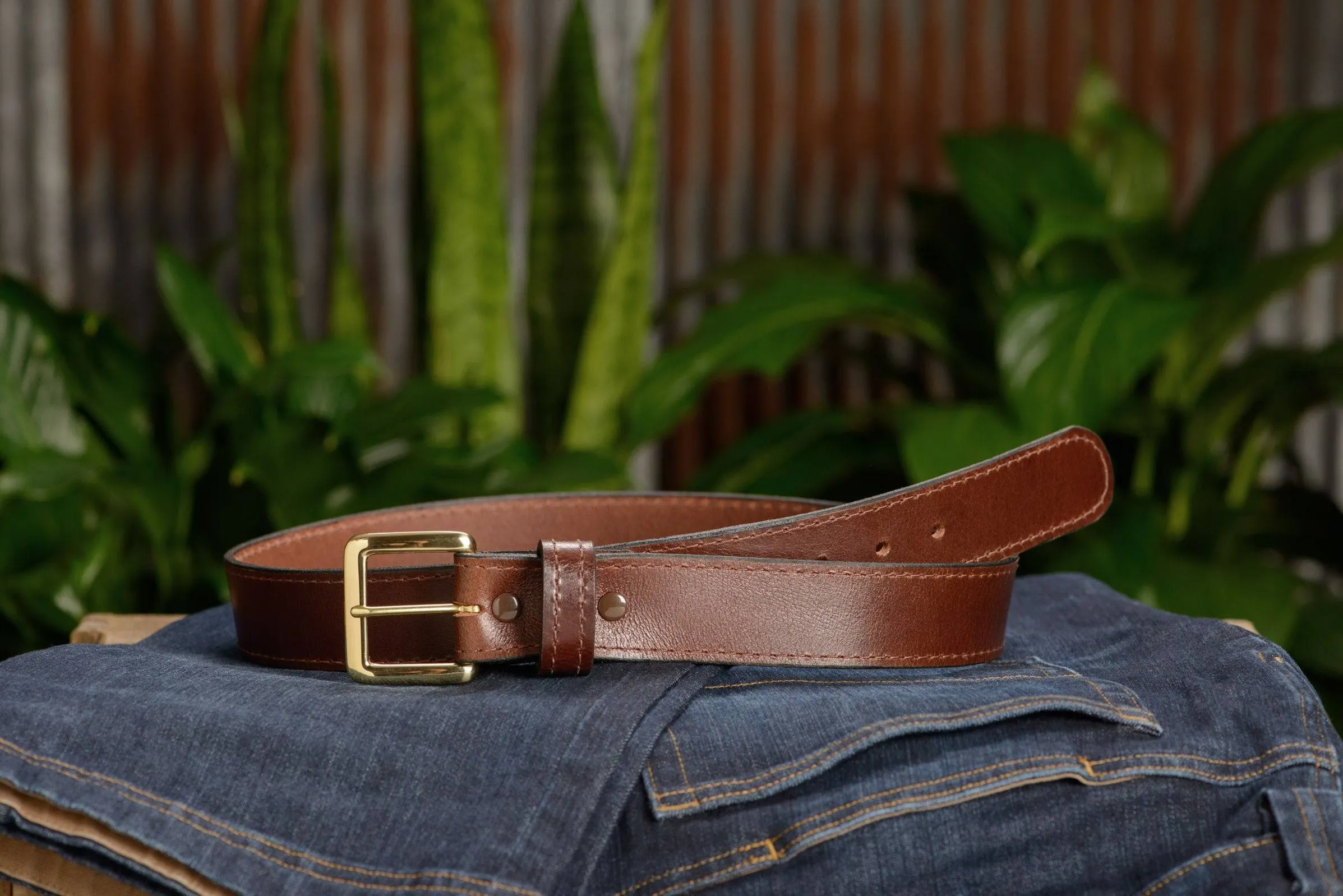 Men's Brown Water Buffalo Leather Belt