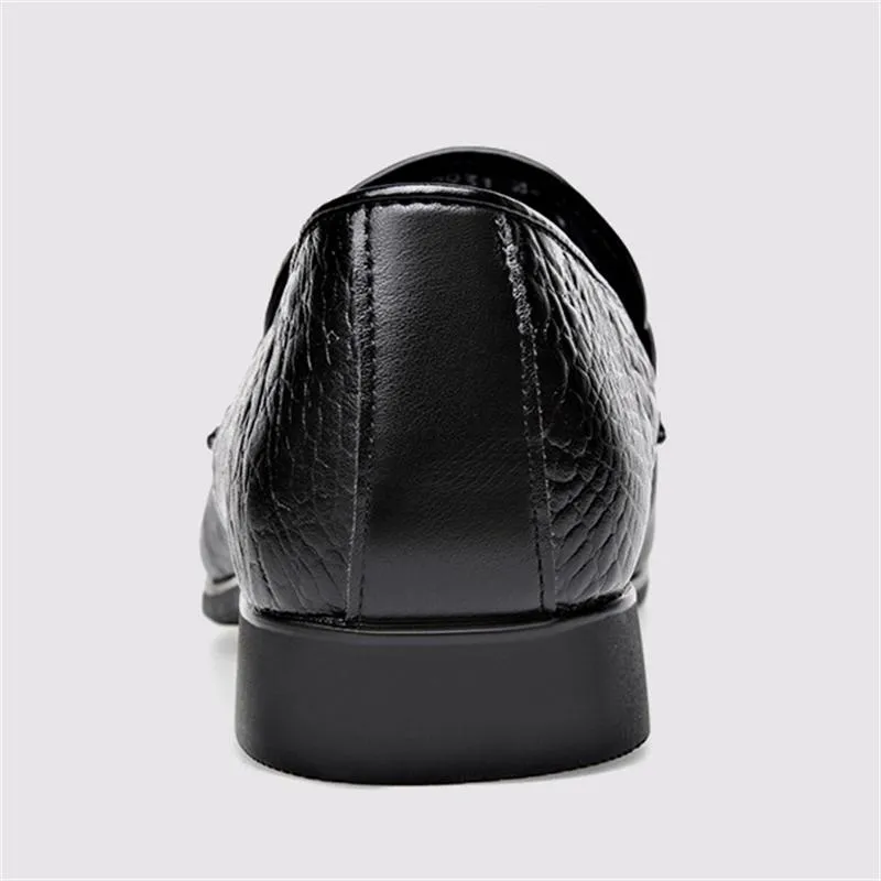 Men's Classic Crocodile Pattern Gentleman Business Slip On Dress Shoes