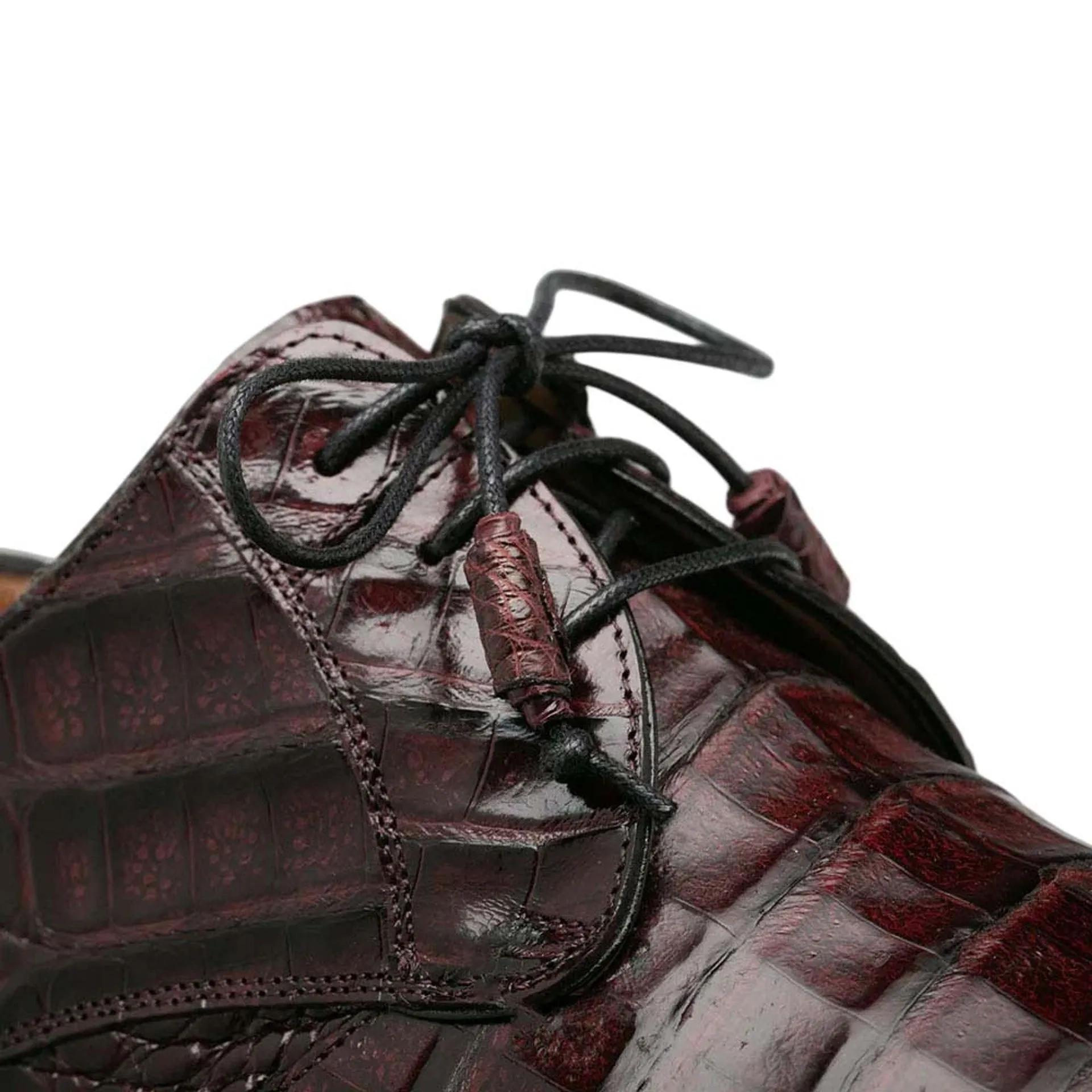 Men's Cratos Genuine Crocodile Burgundy Derby Shoes By Mezlan Made In Spain Brand