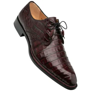 Men's Cratos Genuine Crocodile Burgundy Derby Shoes By Mezlan Made In Spain Brand