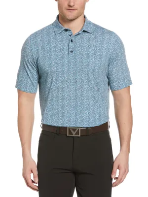 Mens Glitched Oxford Print Golf Polo