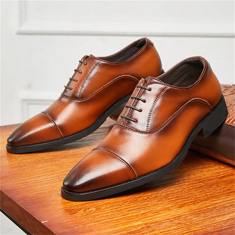 Men's Handsome Pointed Toe Lace Up Leather Oxford Shoes