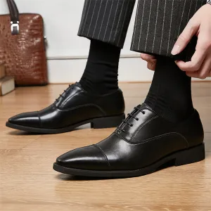 Men's Handsome Pointed Toe Lace Up Leather Oxford Shoes