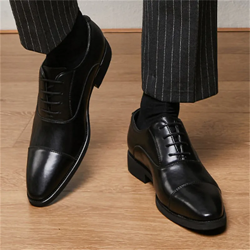 Men's Handsome Pointed Toe Lace Up Leather Oxford Shoes