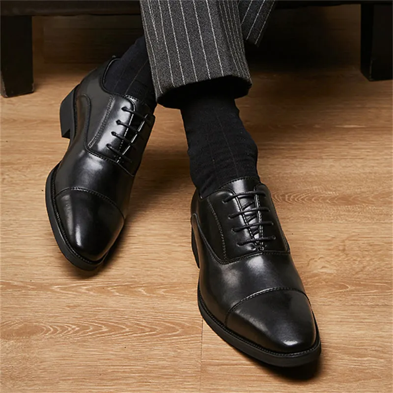 Men's Handsome Pointed Toe Lace Up Leather Oxford Shoes