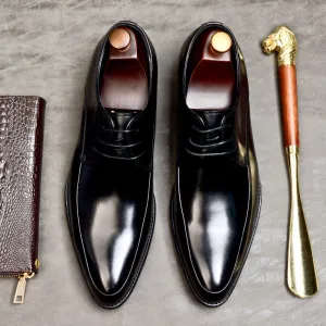 Men's Leather Business Leather Shoes Lace-up Low-Top Pointed Toe Wedding Shoes Men's Formal Shoes23101