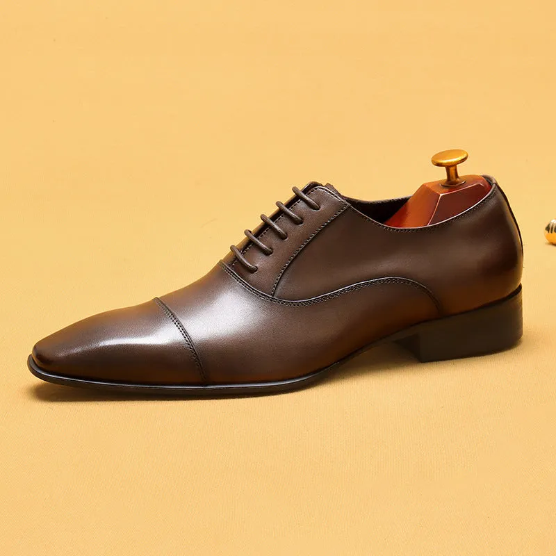 Men's Leather Shoes Business Formal Wear British Pointed Oxford Shoes Black Commuter Shoes68896
