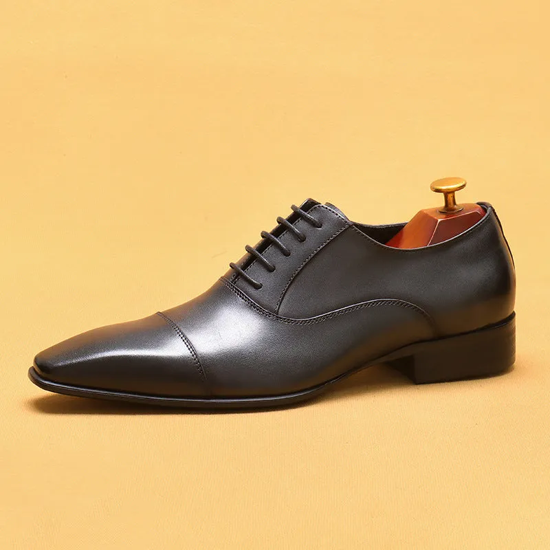 Men's Leather Shoes Business Formal Wear British Pointed Oxford Shoes Black Commuter Shoes68896