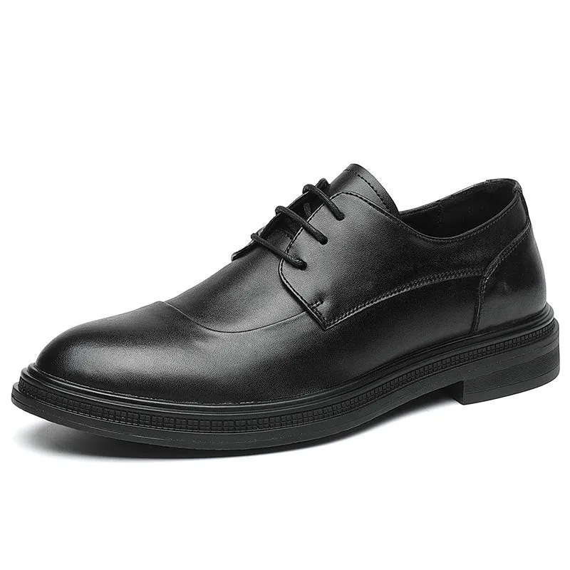 Men's Leather Soft Bottom Pointed Toe Lace-up Shoes