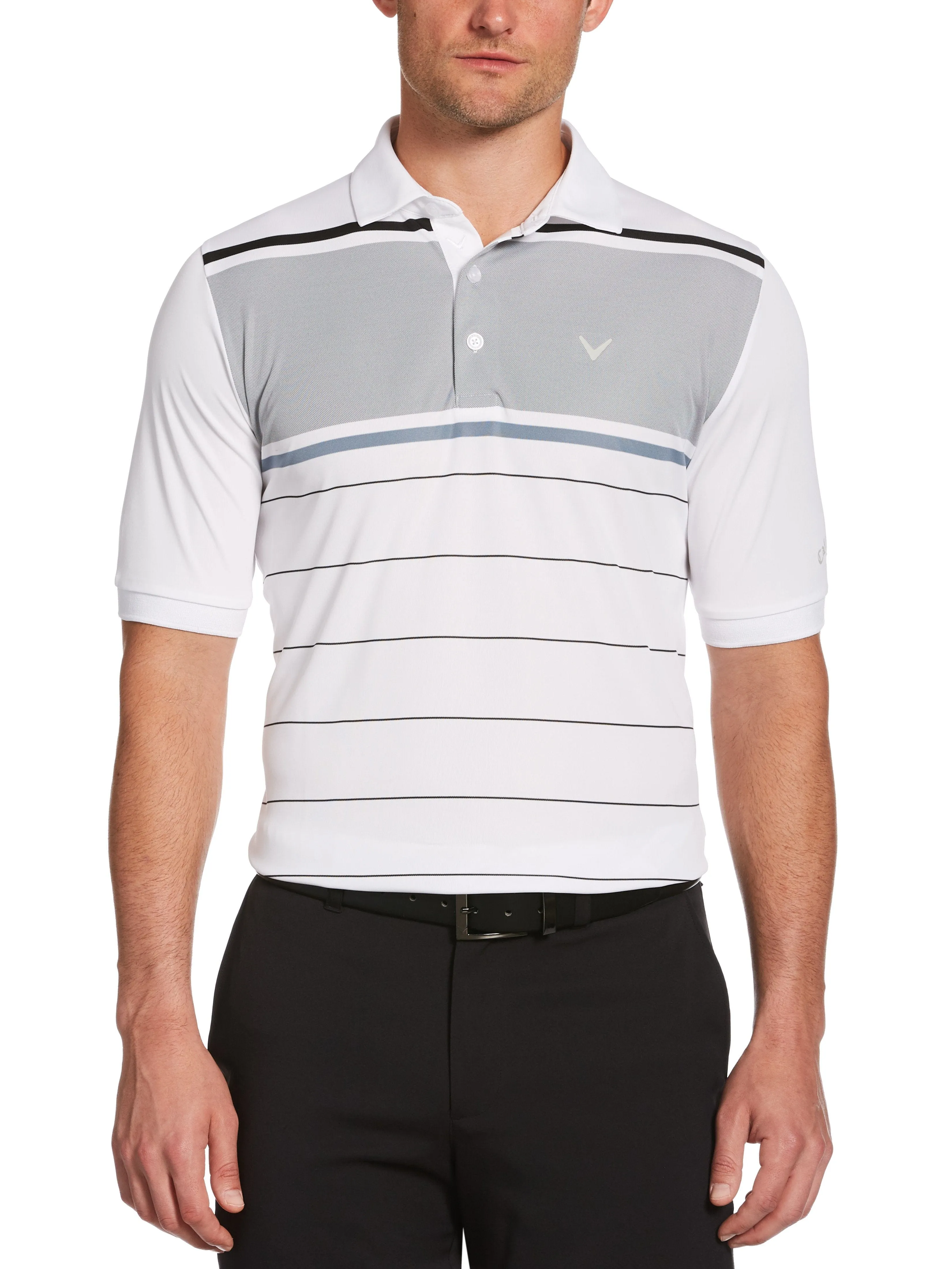 Mens Yarn Dyed Engineered Oxford Chest Block Swing Tech™ Polo