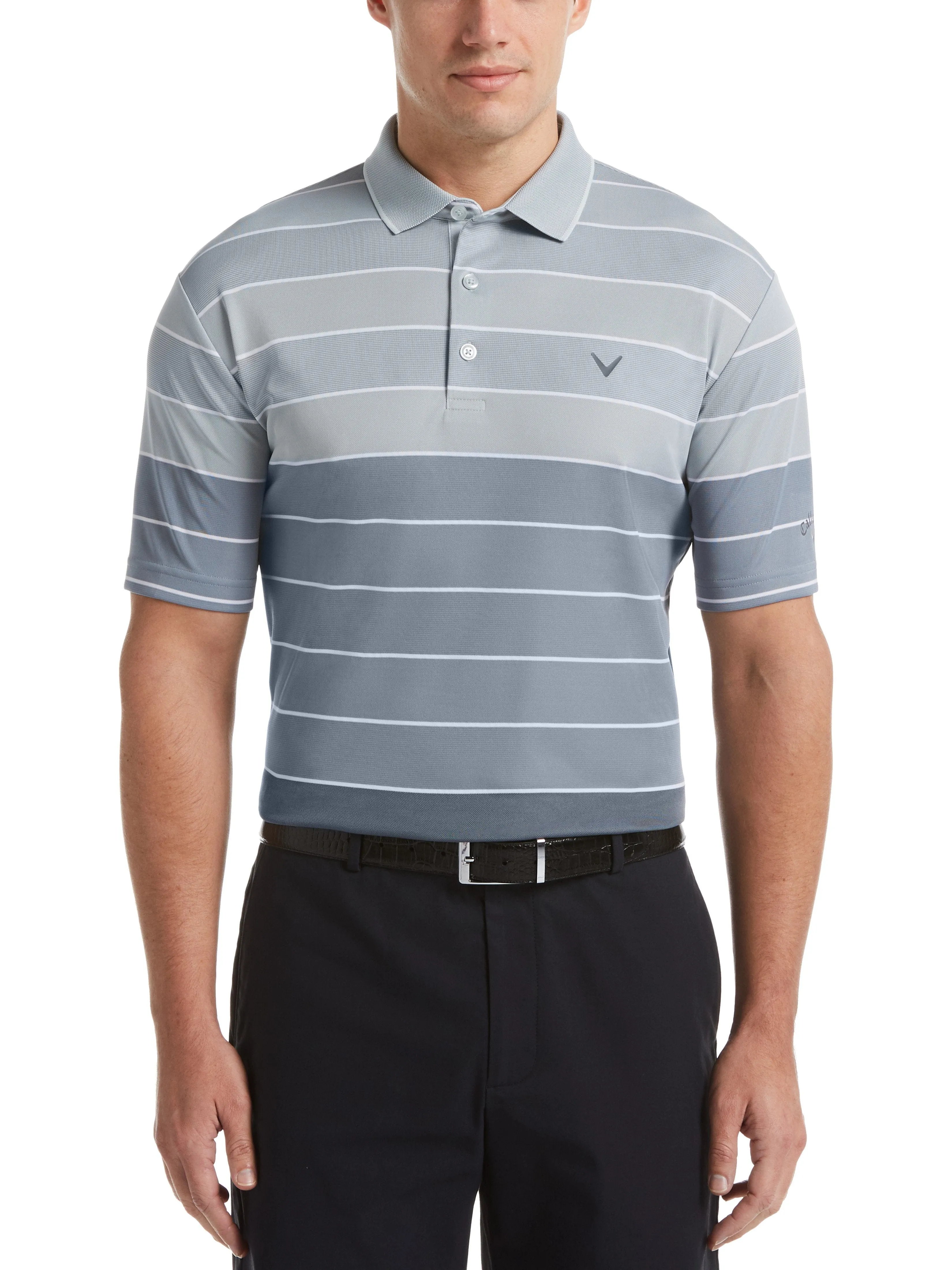 Mens Yarn Dyed Engineered Oxford Stripe Polo