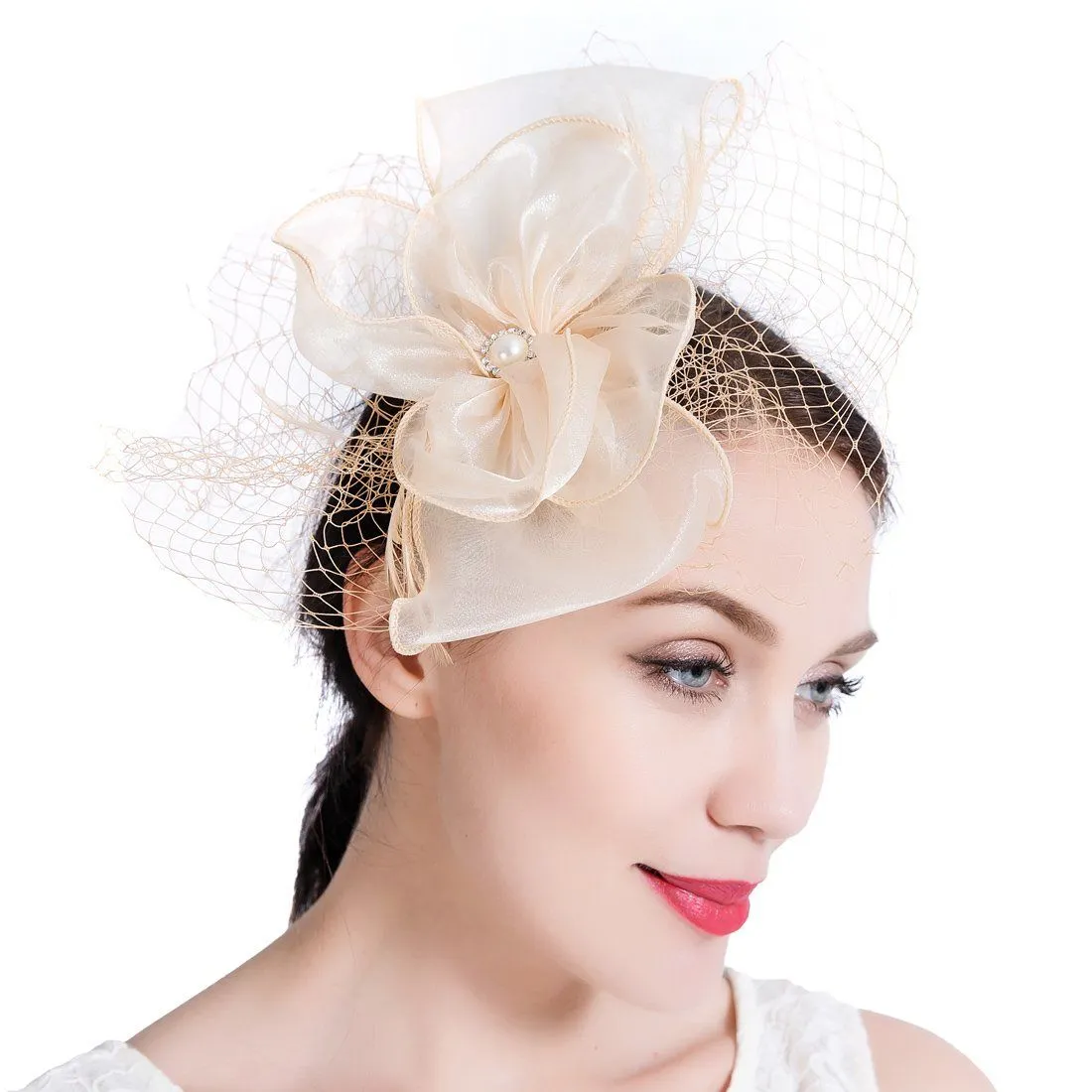 Mesh Bow Hair Fascinators Derby Hat Vintage Wedding Headband