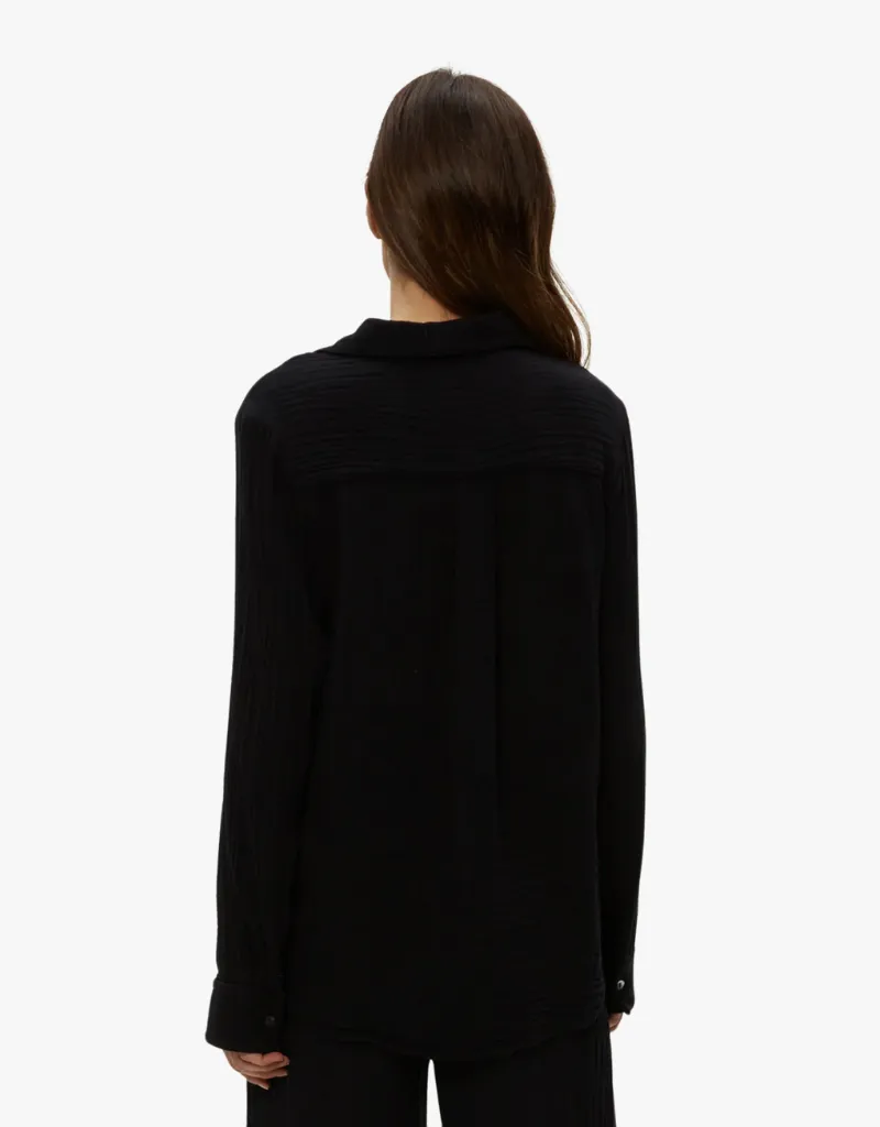 Michael Stars Ernie Button Down with Pocket in Black