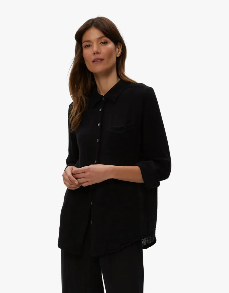 Michael Stars Ernie Button Down with Pocket in Black