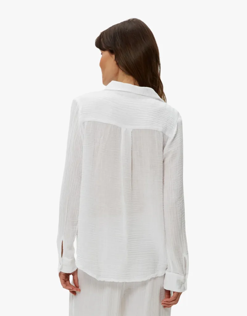 Michael Stars Ernie Button Down with Pocket in White