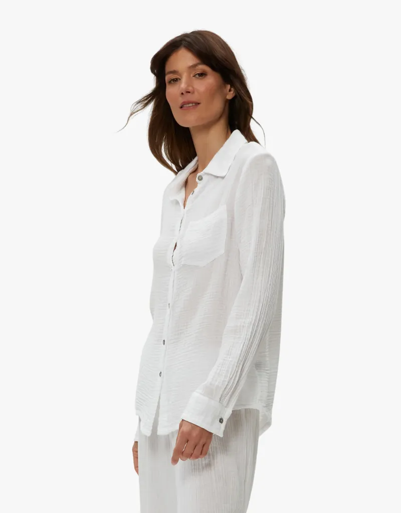 Michael Stars Ernie Button Down with Pocket in White