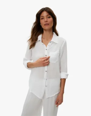 Michael Stars Ernie Button Down with Pocket in White