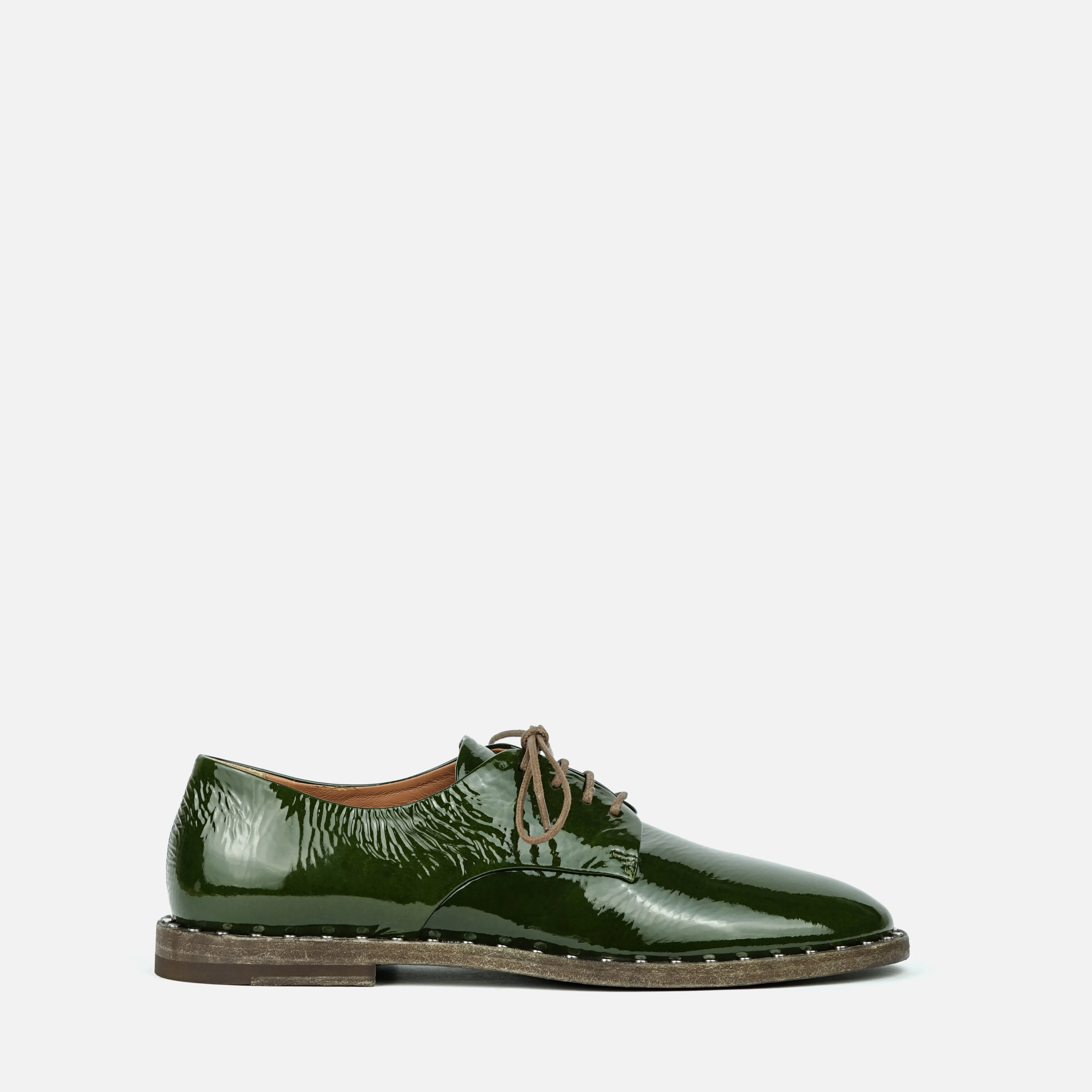 MILOS | Green Patent Leather Derby with Raw Edge Sole