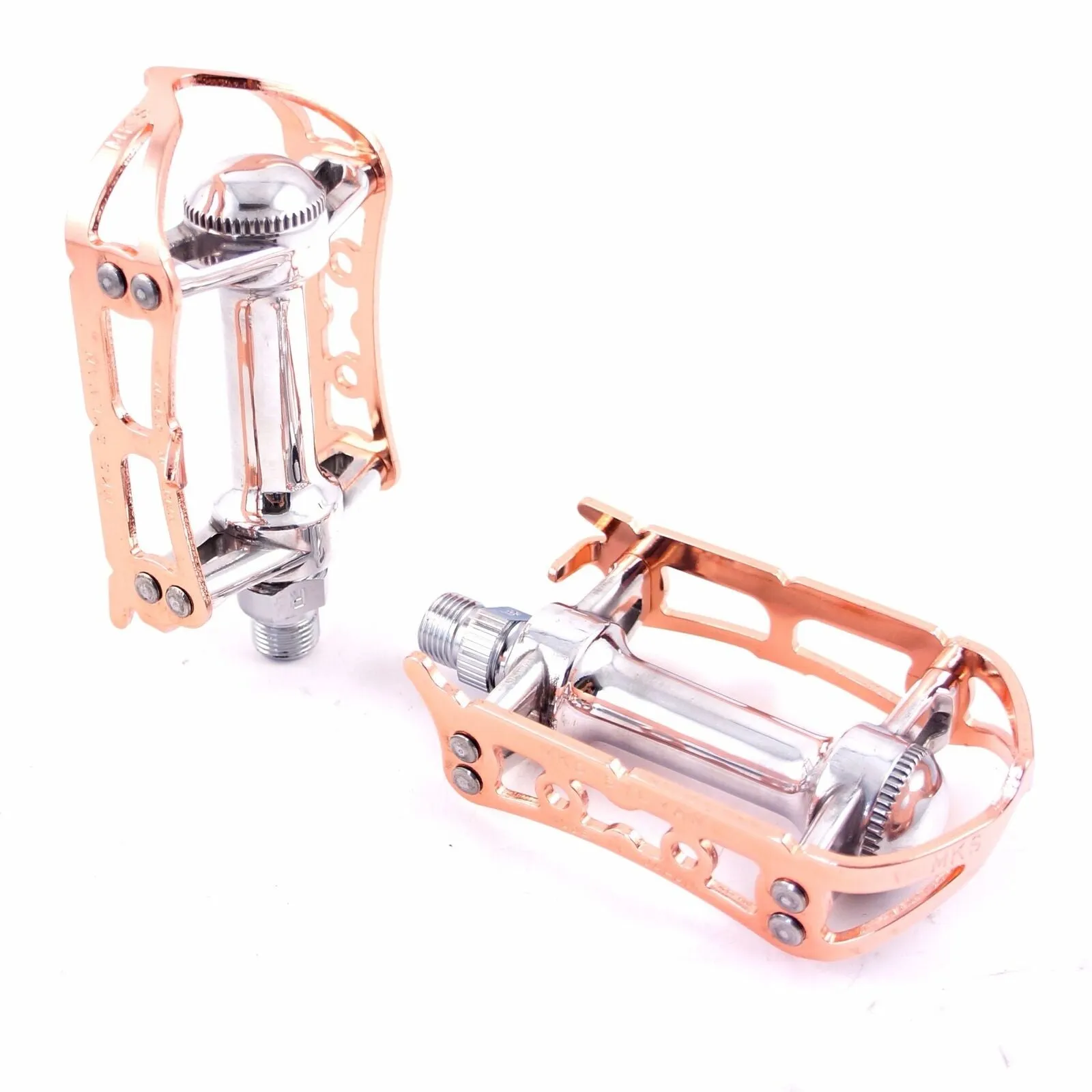 MKS Prime Sylvan Road Alloy 9/16" Toe Clip Compatible Bicycle Pedal - Copper
