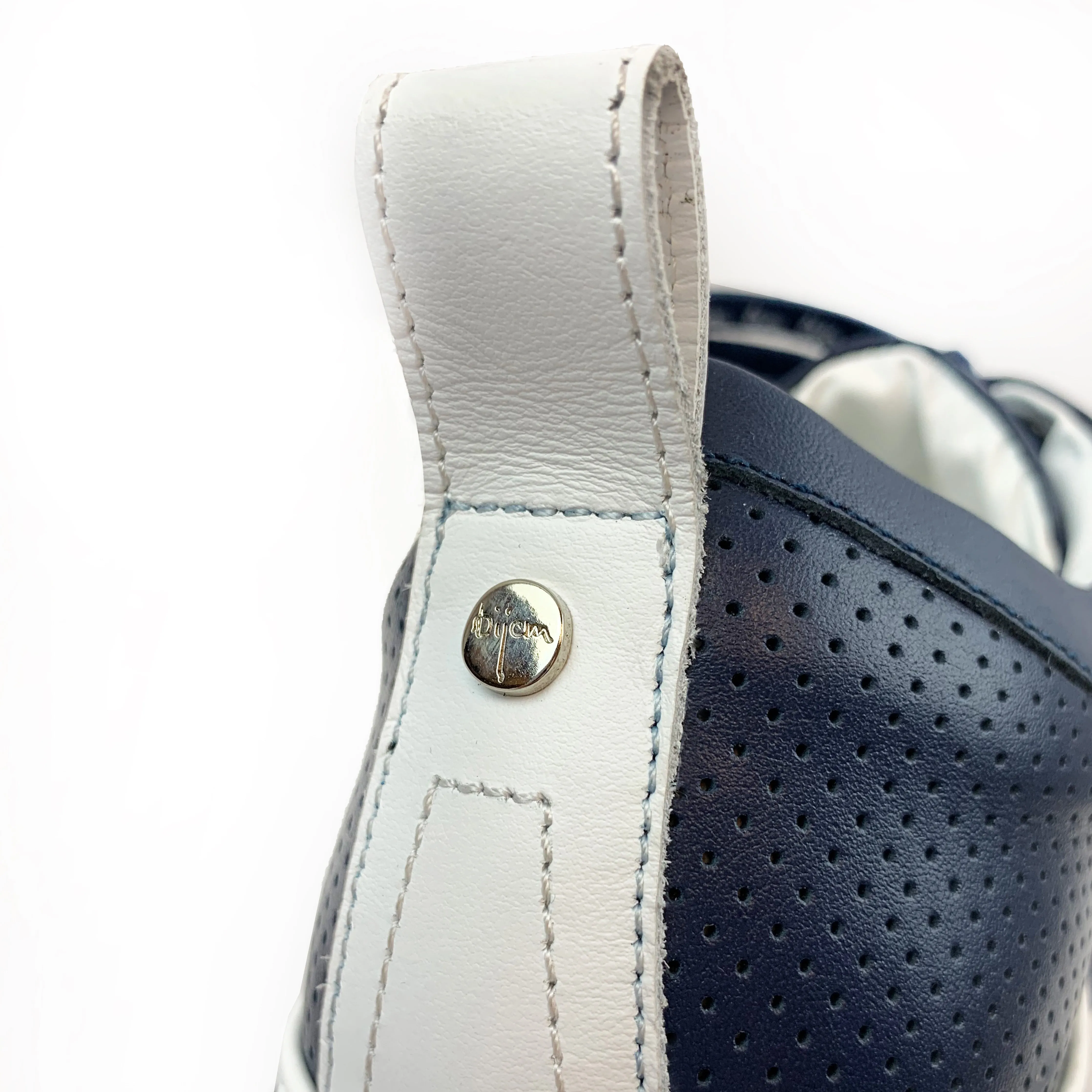 Navy Fine Leather Sneakers with White Detail