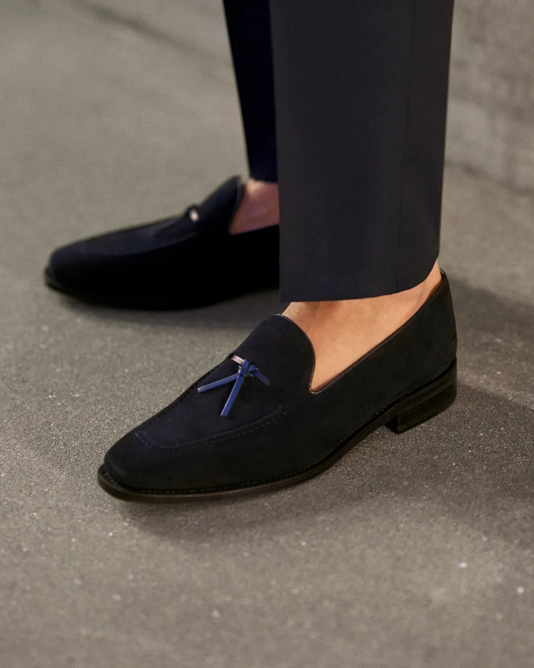 Navy Suede Belgian Loafer