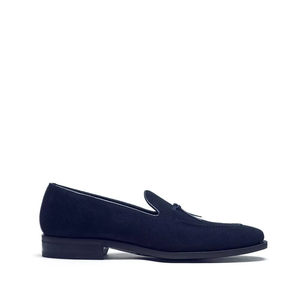 Navy Suede Belgian Loafer